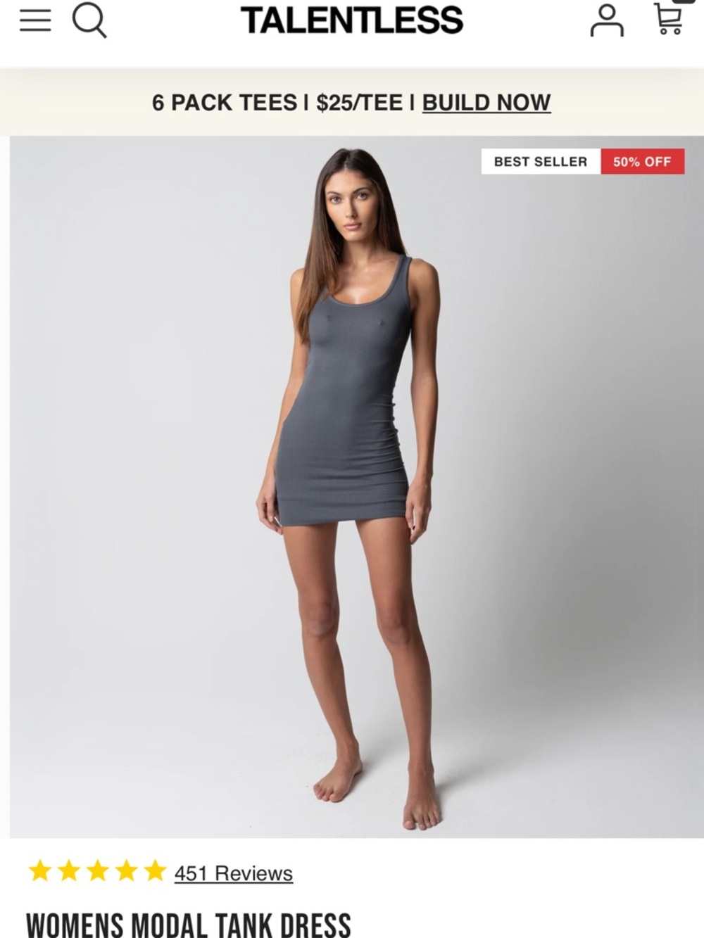NWT Talentless Ribbed Tank Mini Dress Olive Green Womens Sz M